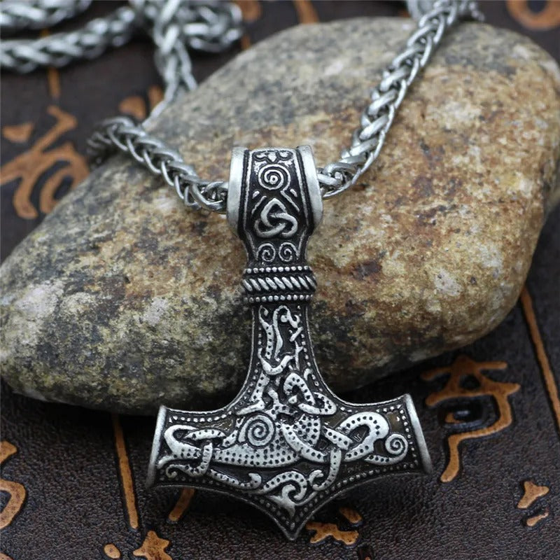 Silver Viking Thor’s Amulet Necklace