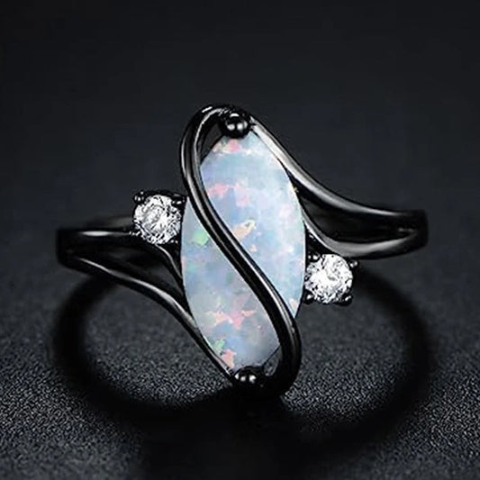 Vintage Black & Opal Twist Ring