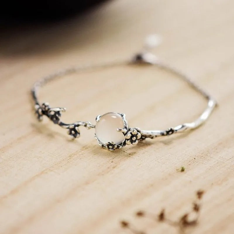 Vintage Silver Flower Branch Bracelet