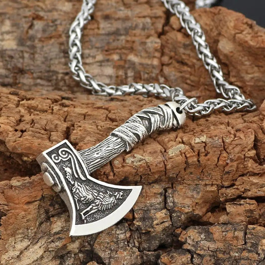 Vintage Viking Axe Pendant Necklace